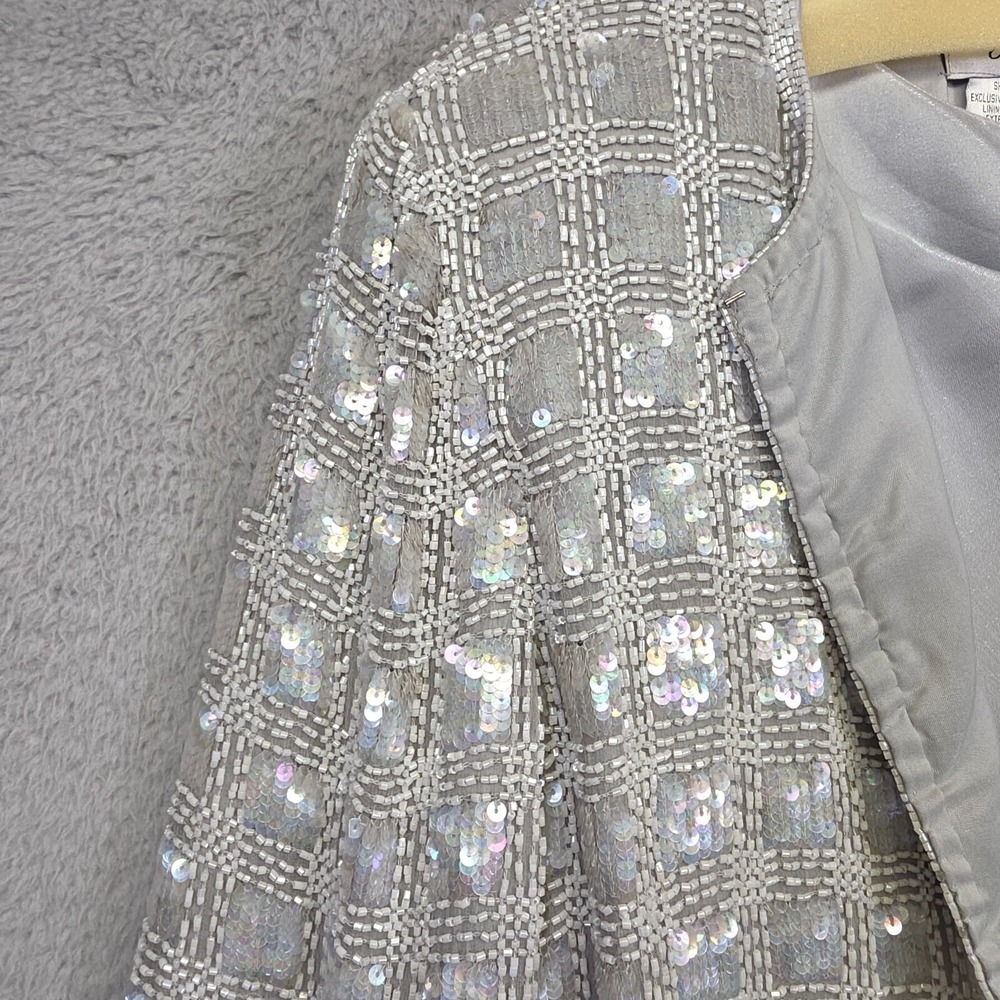 Adrianna Papell Evening Outfit Set Womens S Satin Tank Formal Silver Evening - Picture 4 of 16
